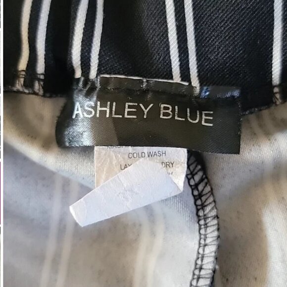 Ashley Blue black pinstripe pants black white wide leg 3x - Picture 4 of 9